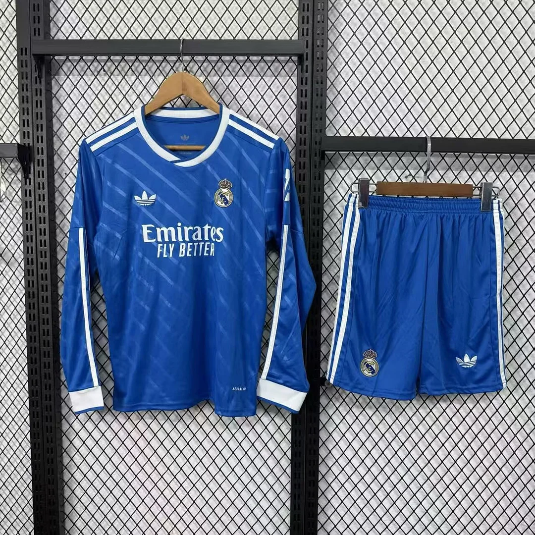 2025/2026 Long Sleeves Real Madrid Third Away Football Shirt1:1 Thai Quality Kids Size