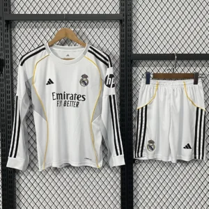 2025/2026 Long Sleeves Real Madrid Home Football Shirt1:1 Thai Quality Kids Size