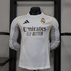 2025/2026 Player Version Real Madrid Home Long Sleeve Football Shirt 1:1 Thai Quality