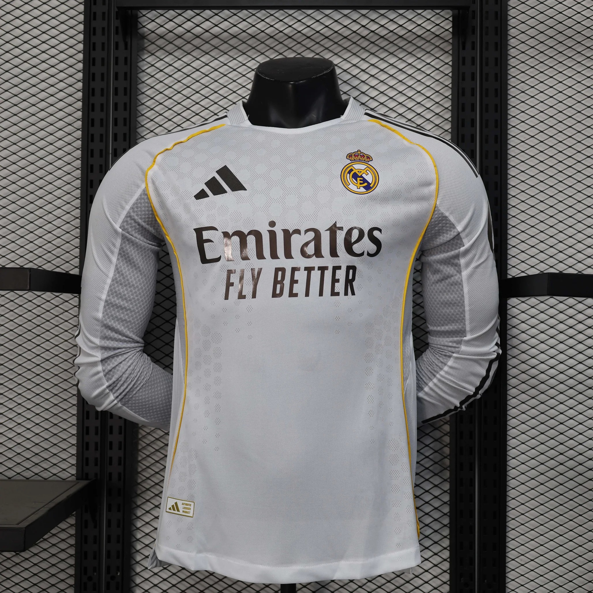 2025/2026 Player Version Real Madrid Home Long Sleeve Football Shirt 1:1 Thai Quality