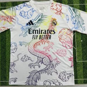 2024/2025 Real Madrid Round Neck White Dragon Pattern Football Jersey 1:1 Thai Quality