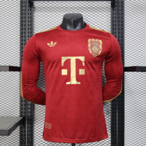 2025/2026 Player Version Bayern Munich 125th Anniversary Edition Red Long Sleeve Football Shirt 1:1 Thai Quality