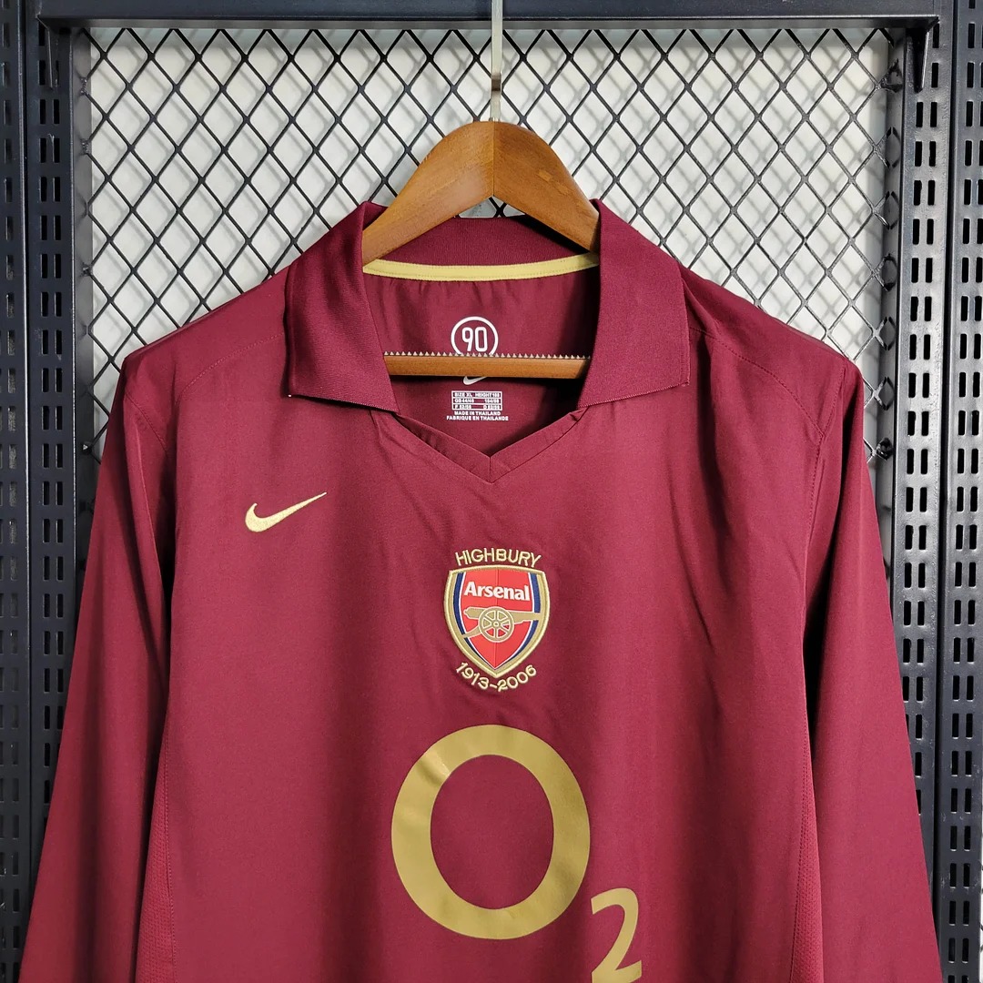 2005/2006 Long Sleeve Retro Arsenal Home Football Shirt 1:1 Thai Quality - 图片 3