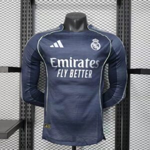 2025/2026 Long Sleeve Player Version Real Madrid Away Football Shirt 1:1 Thai Quality