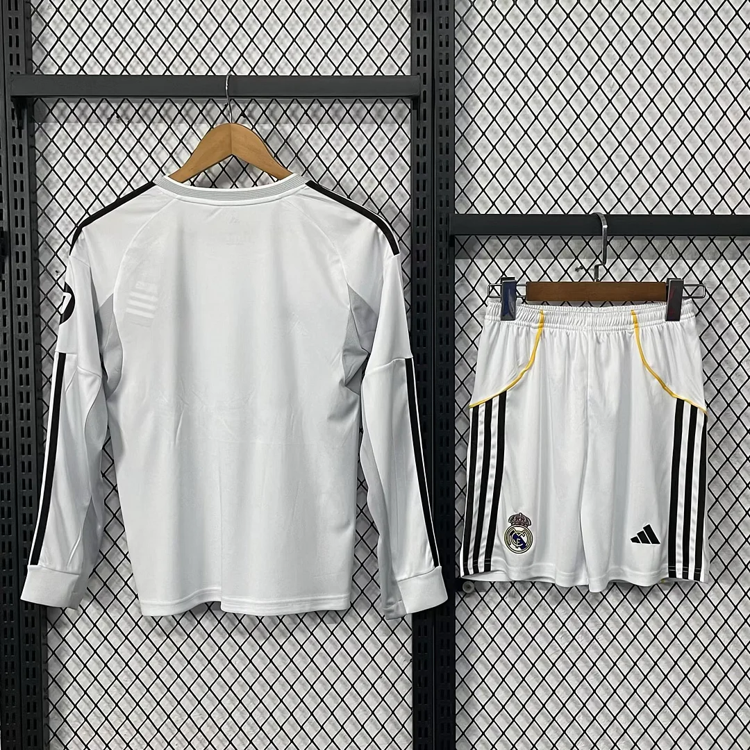 2025/2026 Long Sleeves Real Madrid Home Football Shirt1:1 Thai Quality Kids Size - 图片 2