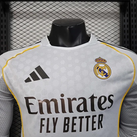2025/2026 Player Version Real Madrid Home Long Sleeve Football Shirt 1:1 Thai Quality - 图片 3
