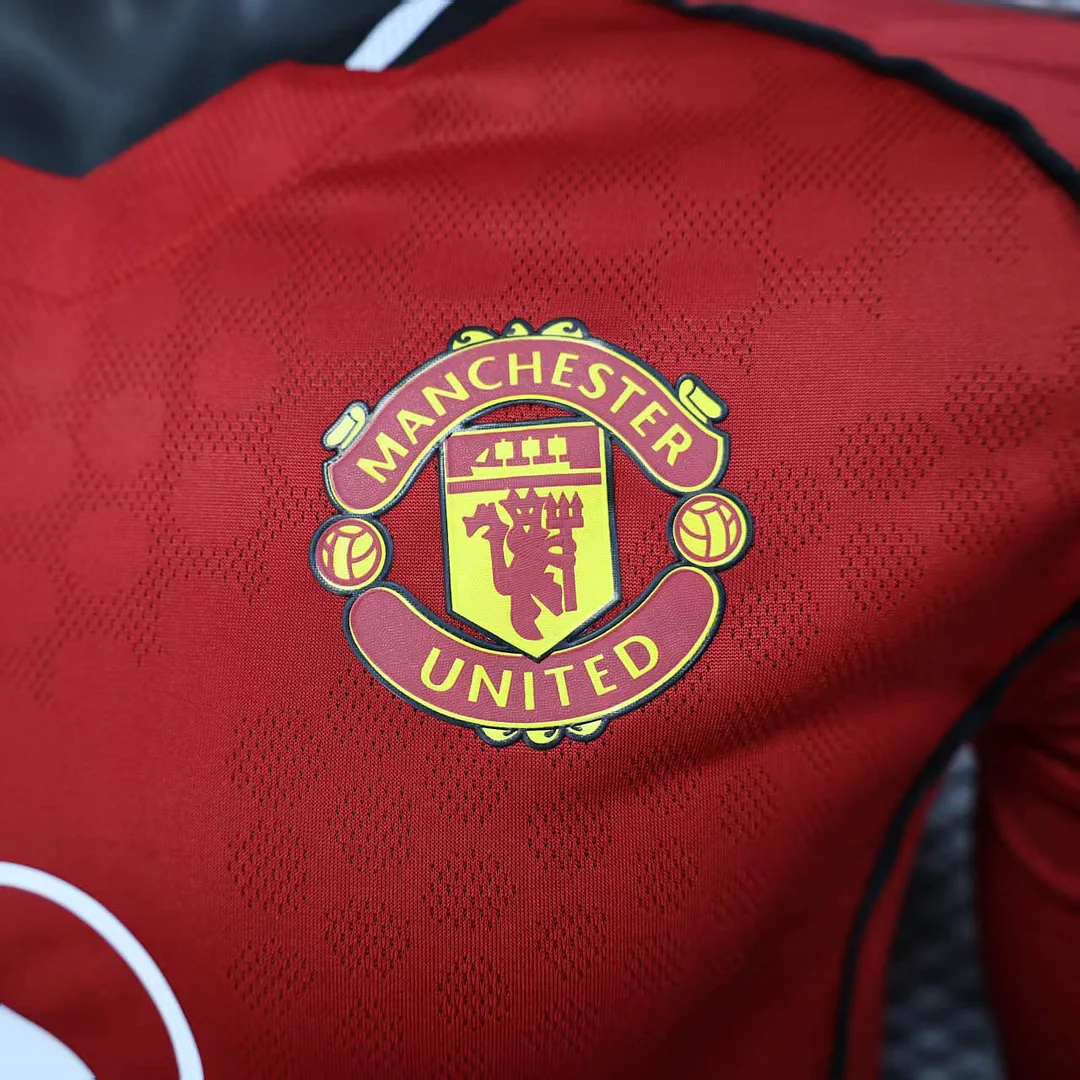 2025/2026 Player Version Manchester United Home Long Sleeve Football Shirt 1:1 Thai Quality - 图片 6