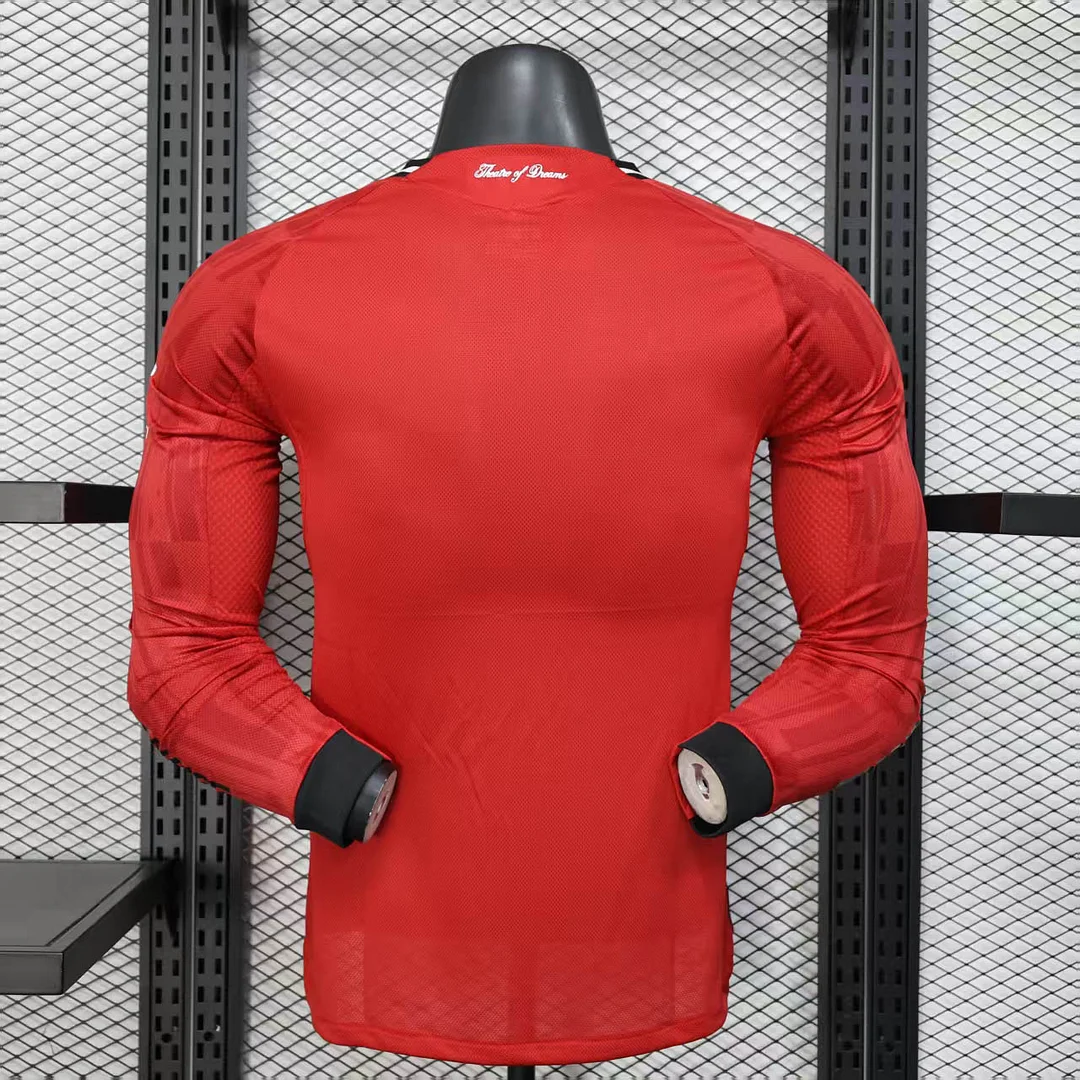 2025/2026 Player Version Manchester United Home Long Sleeve Football Shirt 1:1 Thai Quality - 图片 2