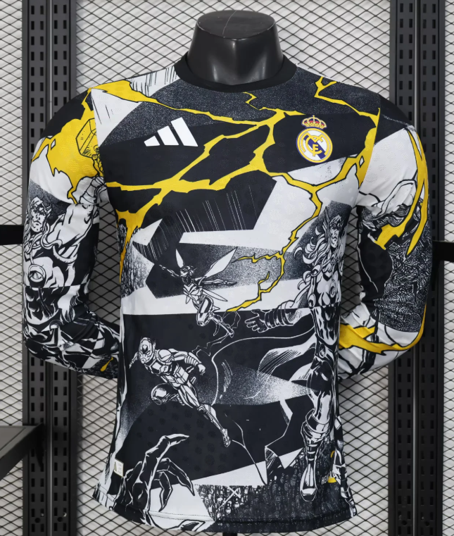 2025/2026 Long Sleeves Player Version Real Madrid Collaboration With Marvel Football Shirt 1:1 Thai Quality