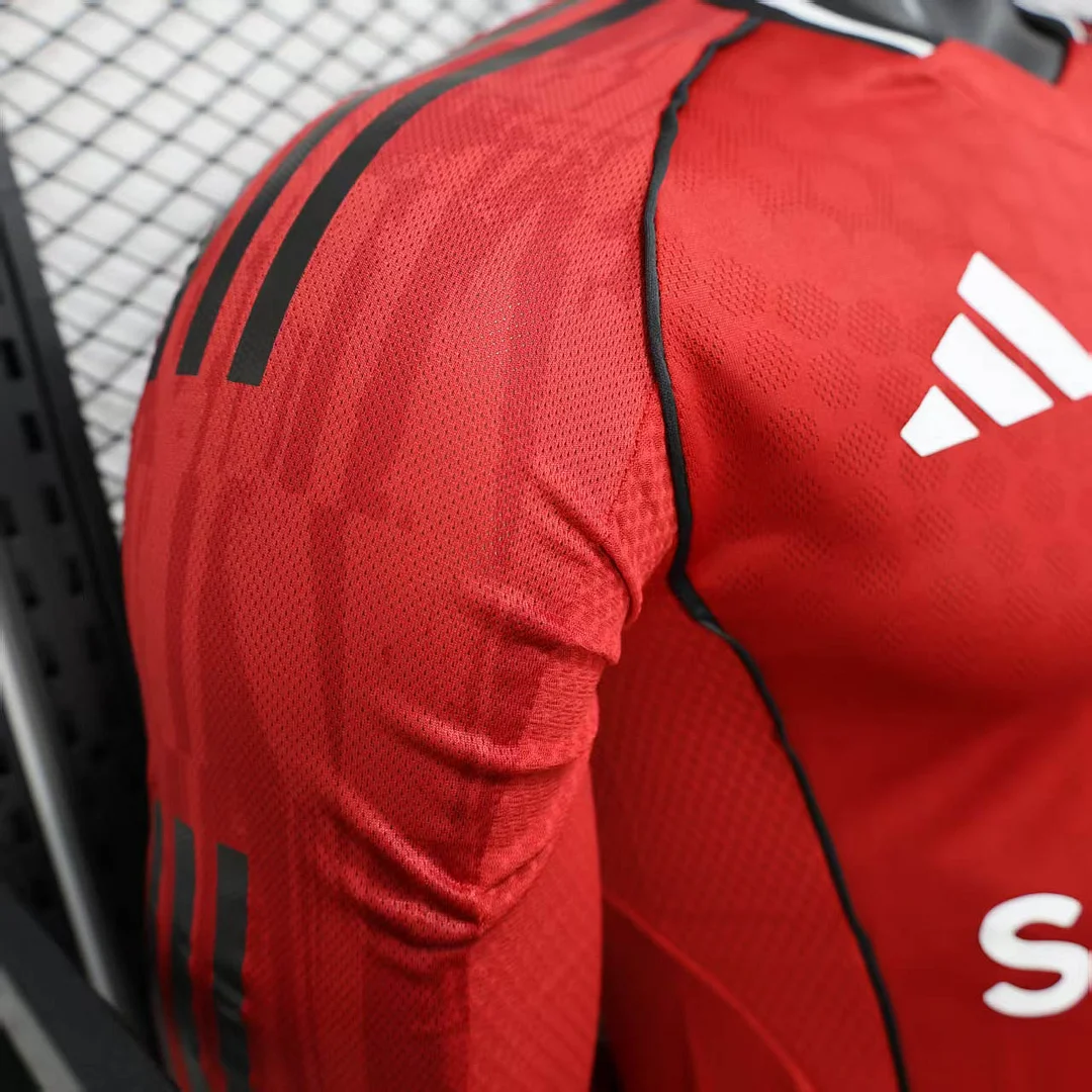 2025/2026 Player Version Manchester United Home Long Sleeve Football Shirt 1:1 Thai Quality - 图片 7