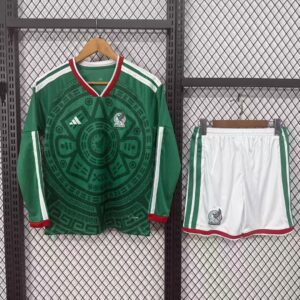 2026 Long Sleeves Mexico National Team Home Football Shirt 1:1 Thai Quality Kids Size