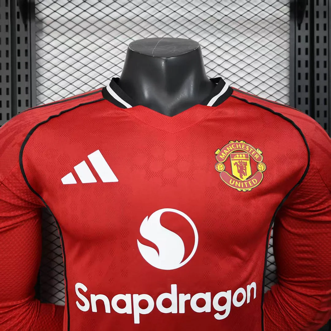 2025/2026 Player Version Manchester United Home Long Sleeve Football Shirt 1:1 Thai Quality - 图片 3