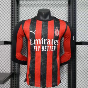 2025/2026 Long Sleeve Player Version AC Milan Home Football Shirt 1:1 Thai Quality