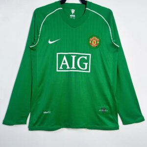 2007/2008 Retro Long Sleeve Manchester United Goalkeeper Green Football Shirt 1:1 Thai Quality