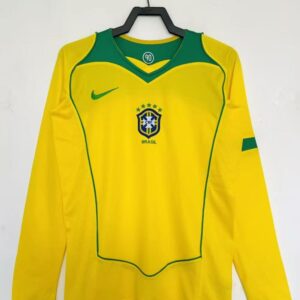 2004 Long Sleeves Retro Brazil Home Soccer Jersey1:1 Thai Quality