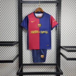 2024/2025 Barcelona Home Limited Edition TRAVIS SCOTT Football Shirt 1:1 Thai Quality Kids Size