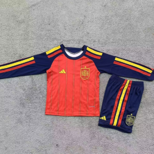 2026 Long Sleeves Spain National Team Home Football Shirt 1:1 Thai Quality Kids Size