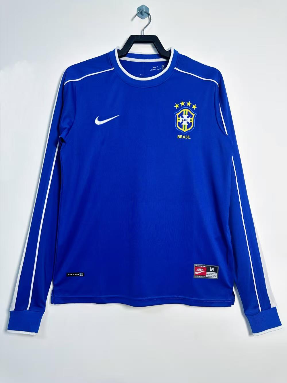 1998 Long Sleeves Retro Brazil Away Soccer Jersey1:1 Thai Quality