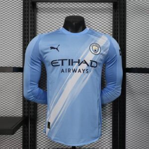 2025/2026 Long Sleeve Player Version Manchester City Home Football Shirt 1:1 Thai Quality