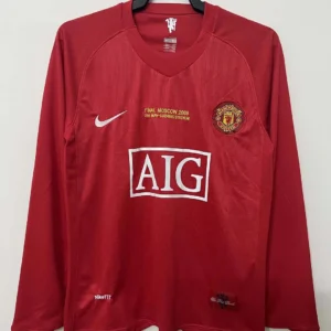 2007/2008 Retro Long Sleeve Manchester United Home Champions League Edition Football Shirt 1:1 Thai Quality