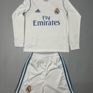 2017/2018 Retro Long Sleeve Real Madrid Home Football Shirt 1:1 Thai Quality Kids Size