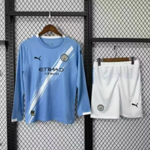 2025/2026 Long Sleeve Manchester City Home Football Shirt 1:1 Thai Quality Kids Size