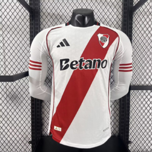 2025/2026 Long Sleeve Player Version River Plate Home Football Shirt 1:1 Thai Quality
